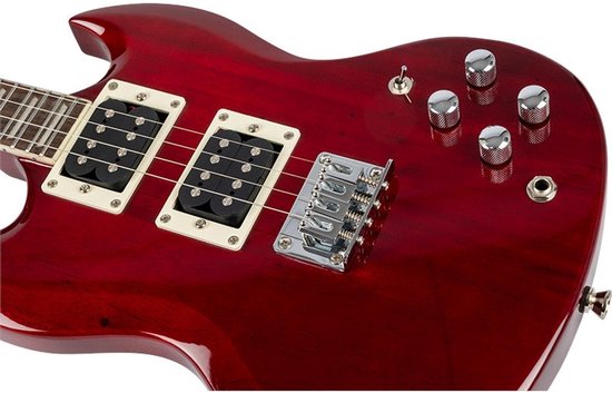 Flight ALMPIOTECR Pioneer Ukulélé électrique ténor - Rouge cerise