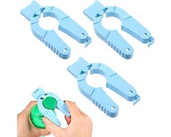 Flessopener-3 stuks-blauw-plastic-ouderen flessoneper-makkelijk te grijpen-geschikt voor artritis handen / ouderen / hand zwakheid