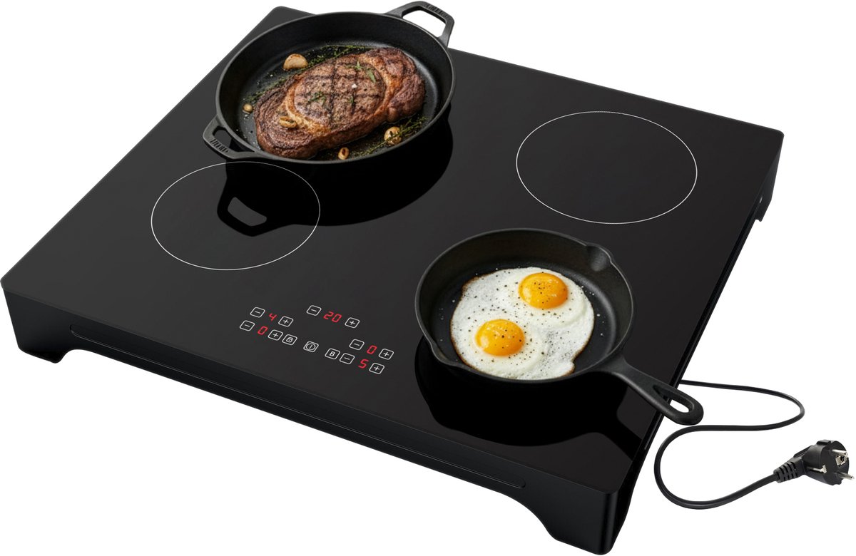 Tomado TIH6010B - Inductiekookplaat - Vrijstaand - 1 fase plug & play - Touch bediening - Zwart