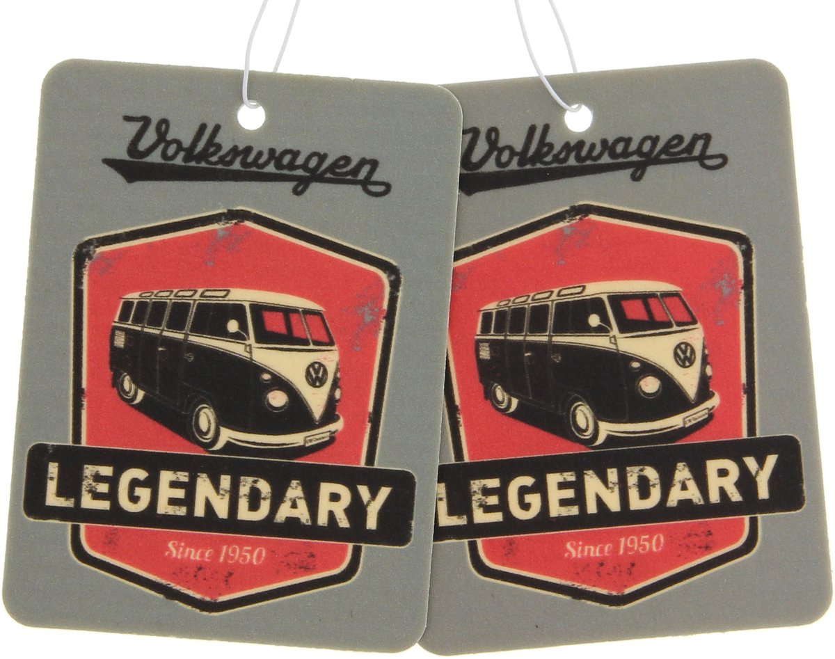 VW Collection by BRISA - Set van 2 Volkswagen luchtverfrissers met VW T1 Bulli Bus-motief (Kers)