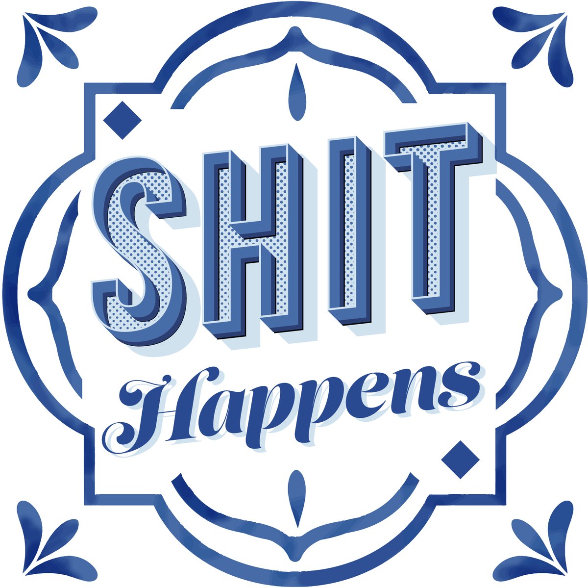 Tegeltje met Tekst - Grappige spreuk - Shit Happens - WC - Muurdecoratie - met tegelezel