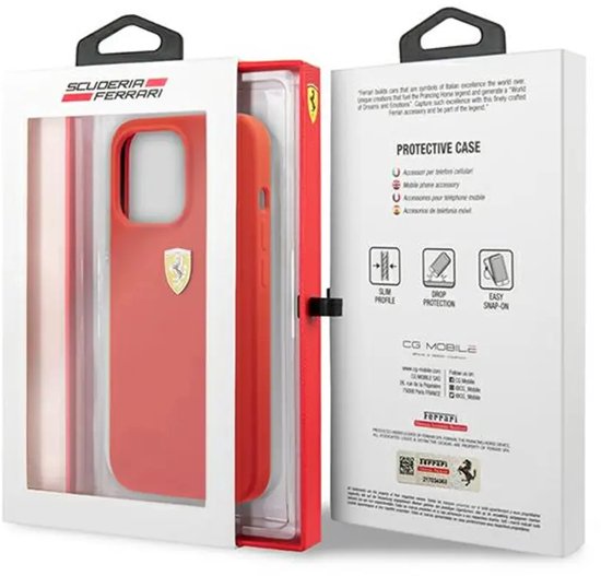 Ferrari Back Cover - iPhone 13 Pro - Rood - Valbescherming - Draadloos Laden van Merkloos — afbeelding 4