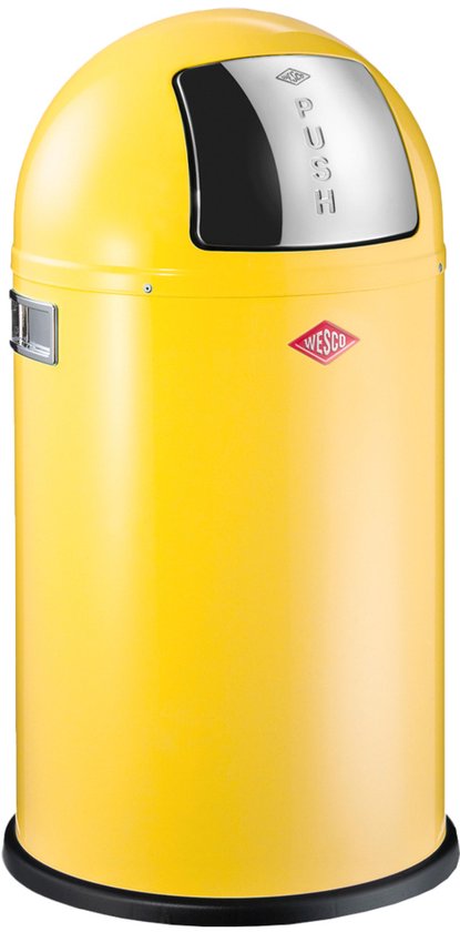 WESCO Pushboy Junior Prullenbak | 22 Liter | Metaal - Citroengeel | Vuilnisbak - Made in Germany