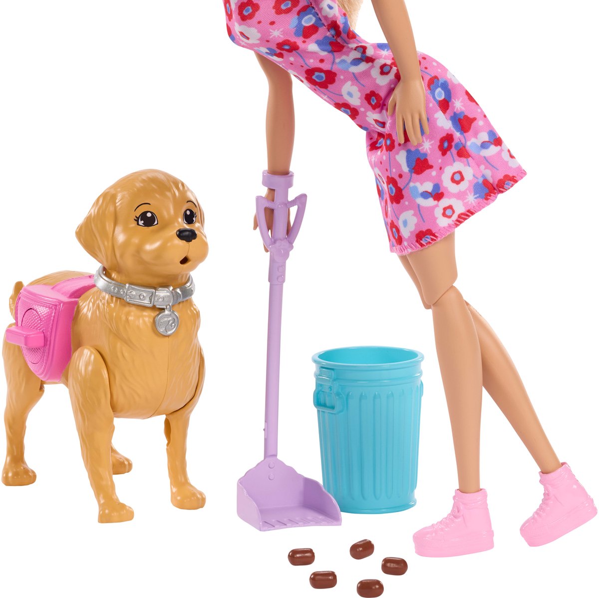 Barbie Malibu Wandelpuppy speelgoedset - Pop en hond die kan poepen en accessoires — afbeelding 3