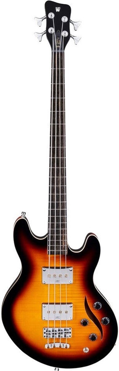 Warwick RockBass Artist Line SklarBass I Vintage Sunburst Transparent High Polish semi-akoestische basgitaar