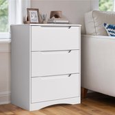 Commode Xbro pour chambre à coucher - 3 tiroirs spacieux pour un rangement organisé - Meuble de rangement - Commode pour chambre à coucher - 60 x 40 x 75 cm - Wit