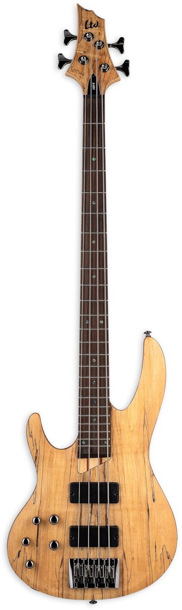 ESP LTD B-204SM LH Spalted Maple Natural Satin linkshandige basgitaar