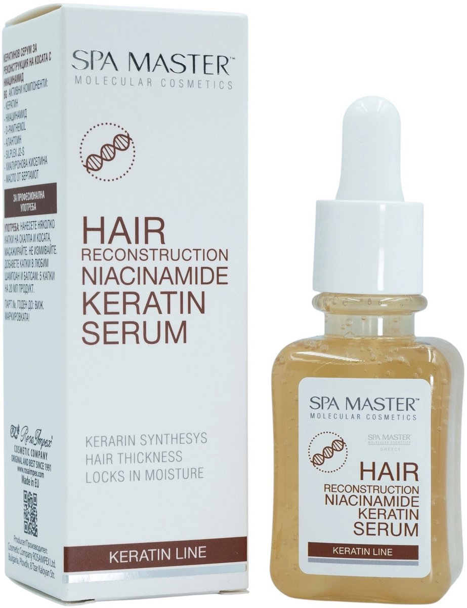Spa Master Hair Reconstruction Serum – met Keratine & Niacinamide – Herstelt Beschadigd Haar – 45ml