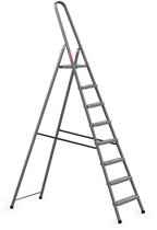 Baulich Opvouwbare huishoudtrap - Stalen vouwladder met 8 antislip treden en platform, draagvermogen 125 kg, werkhoogte 368 cm, stabiel met geprofileerde voeten