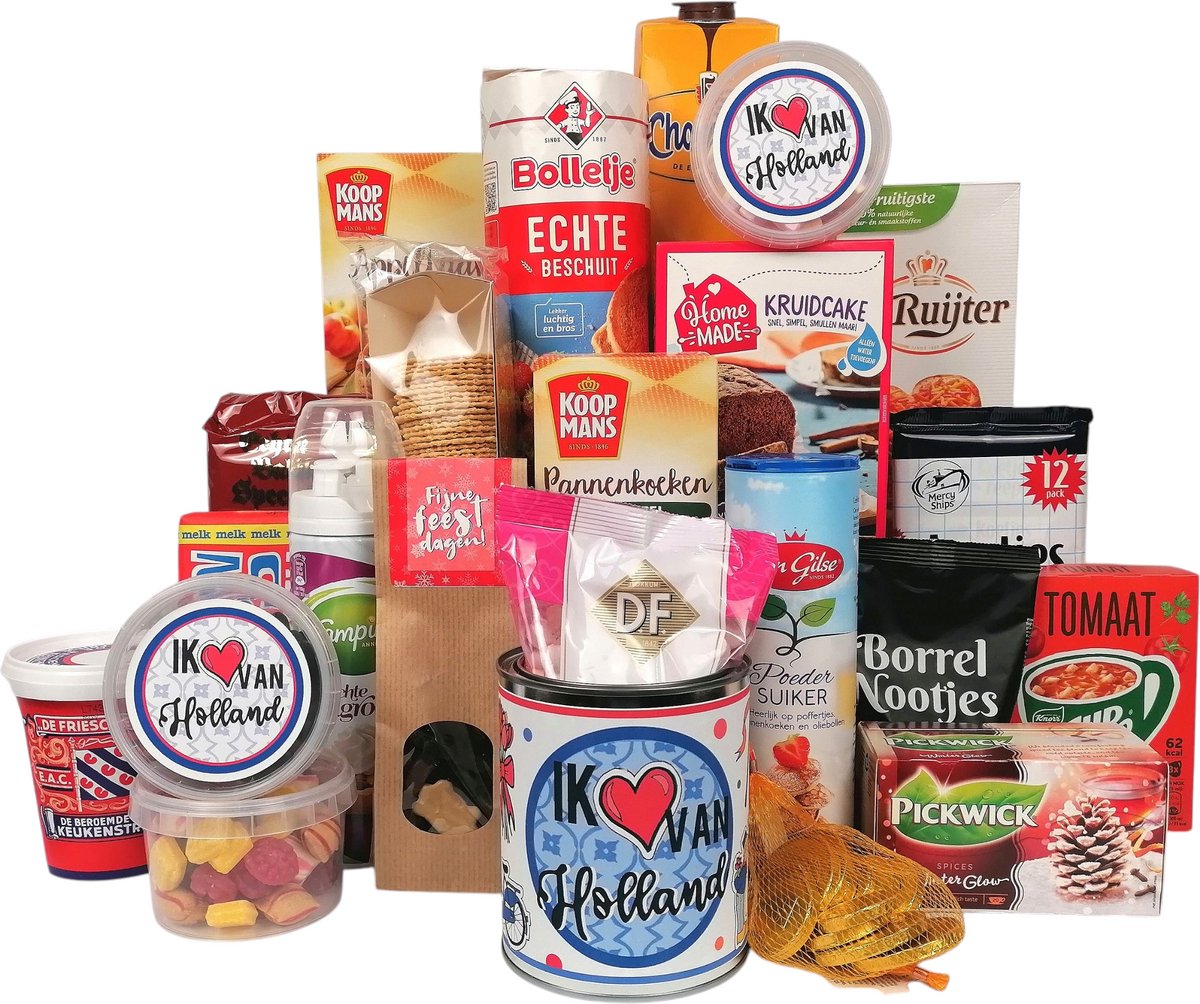 Kerstpakket - Ik hou van Holland - Kerstpakket vol heerlijke Hollandse lekkernijen!! - pakket XL