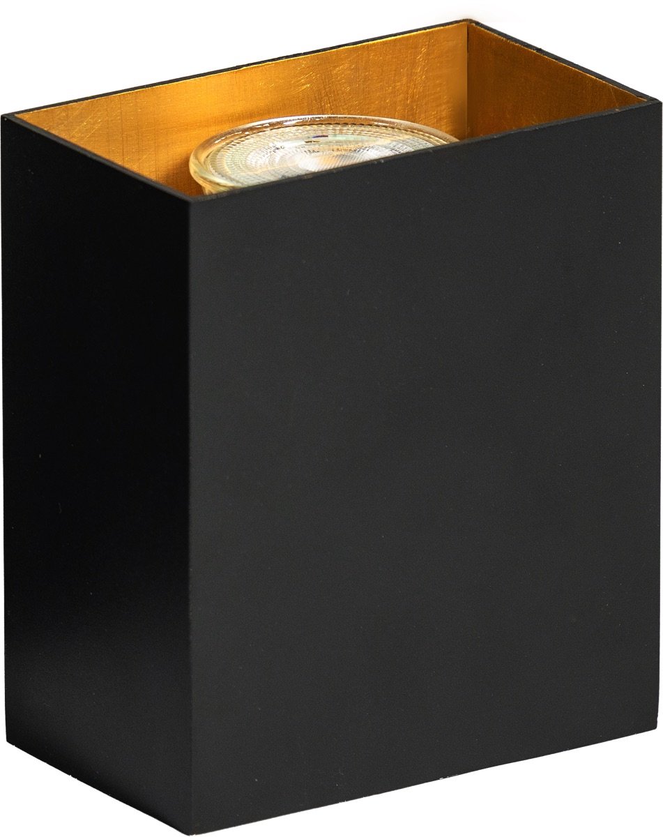 ETH Minke Wandlamp Zwart/Gouden binnenzijde excl. 1xGU10
