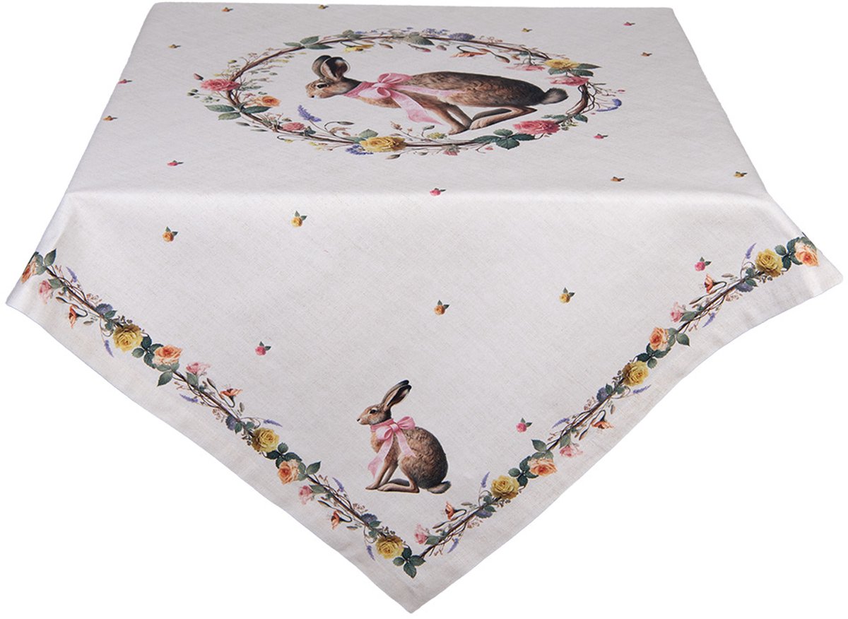 Clayre & Eef Tafelkleed 100x100 cm Beige Katoen