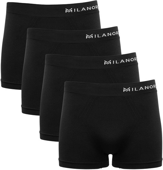 Milanoro - Lot de 4 boxers sans coutures - Zwart uni - XXL