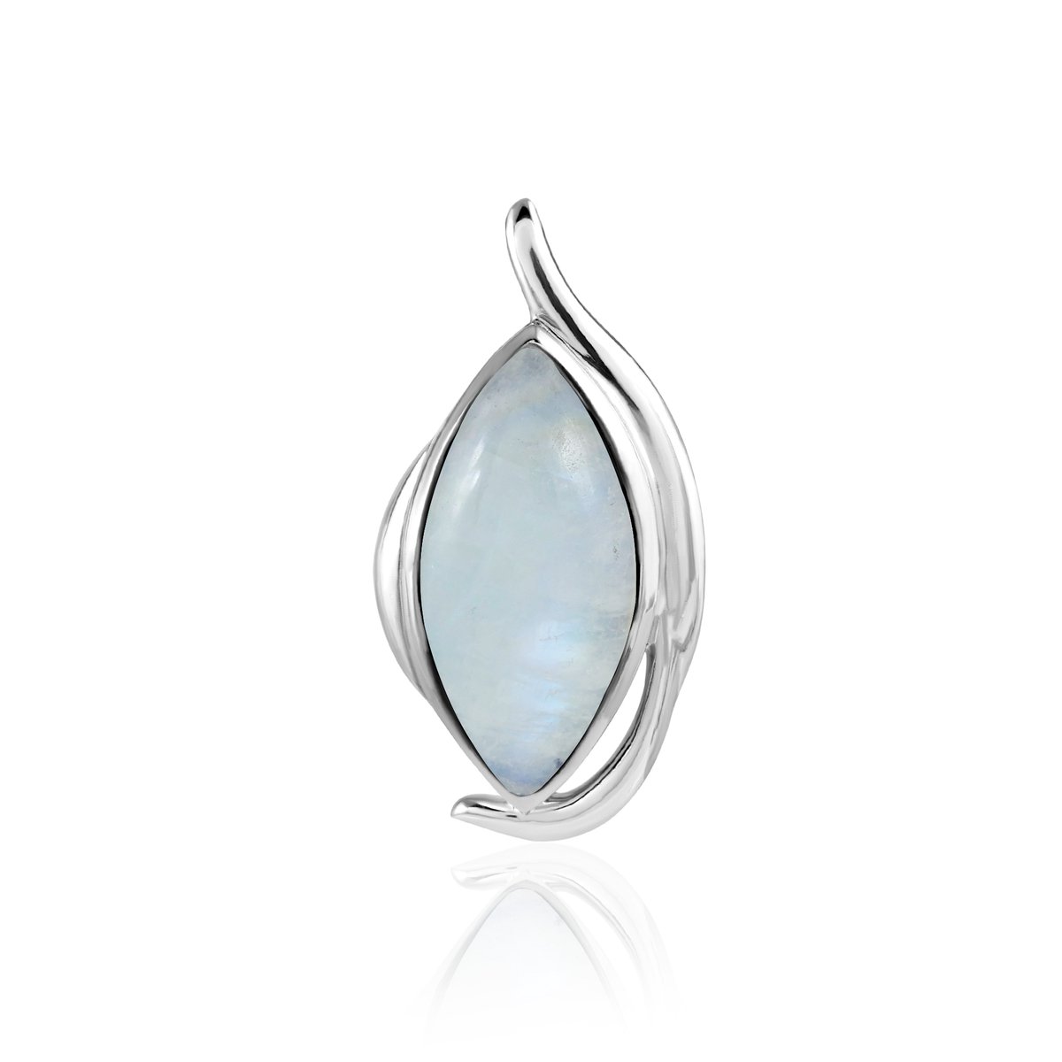 SilverGems Zilveren hanger met cabouchon geslepen Regenboog Maansteen edelsteen
