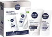 NIVEA MEN Senstive Face Skincare Geschenkset Mannen- Giftset Gezichtsverzorging Routine - Cadeau Verjaardag Man