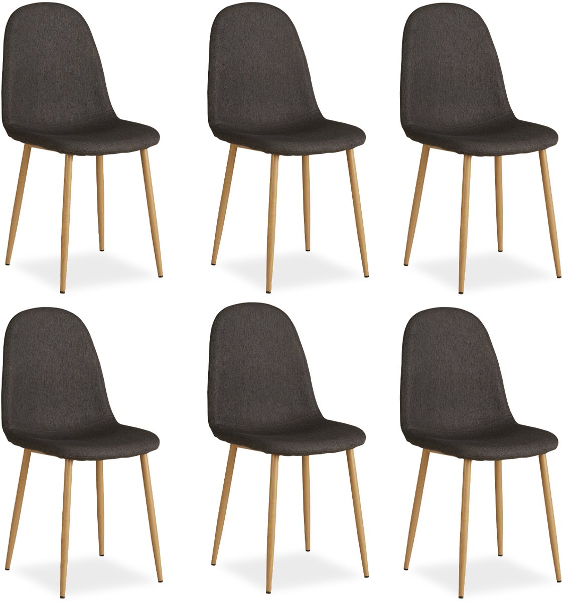 Homestyle4u Eetkamerstoelen van Linnen - 6 Stoelen - Antraciet