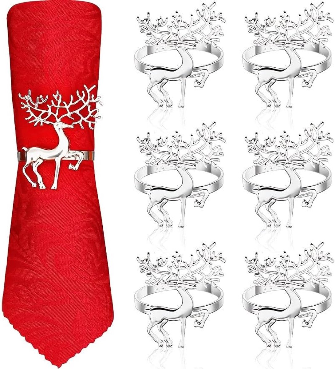 Daity 6-delige - Kerst servetringen, decoratieve standaards, kerstfeestdecoraties