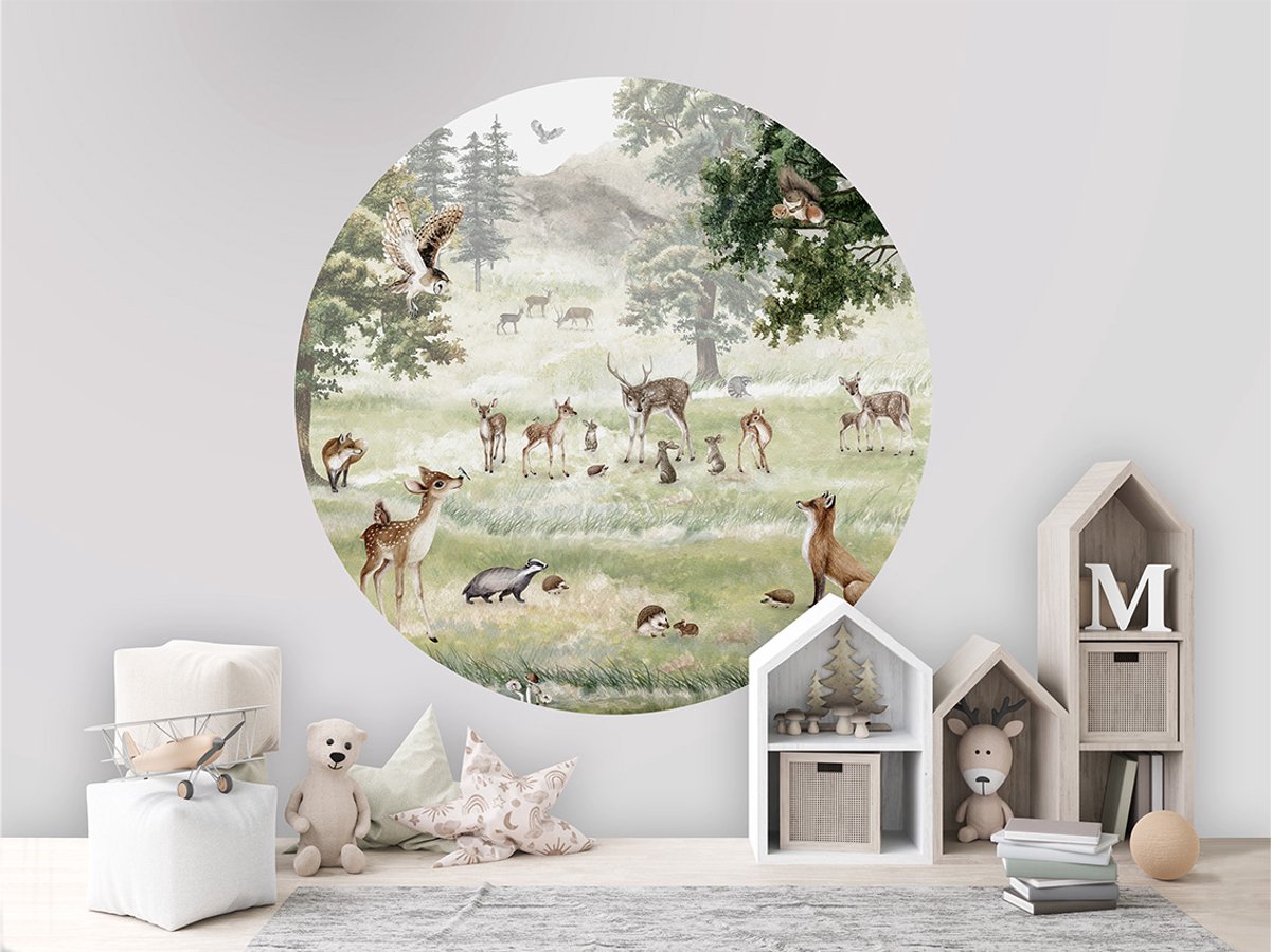Muursticker Forest Fun Kikki Belle-kinderkamer-eyecatcher-bosdieren-wanddecoratie-kinderkameraccessoires-100cm