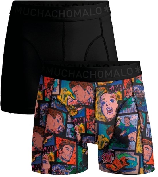 Zwarte en kleurrijke Muchachomalo boxershorts met stripboekprint.