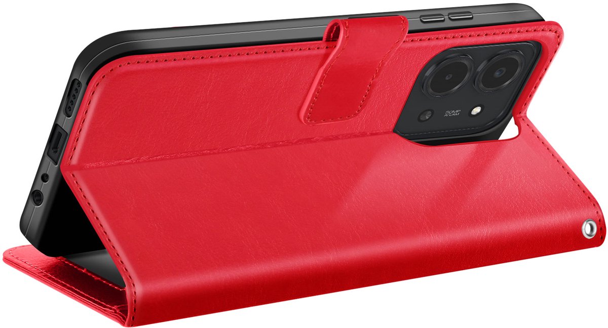 Mayaxess, Portemonneehoesje voor Xiaomi Redmi 15C met polsbandje en standaardfunctie, Rood