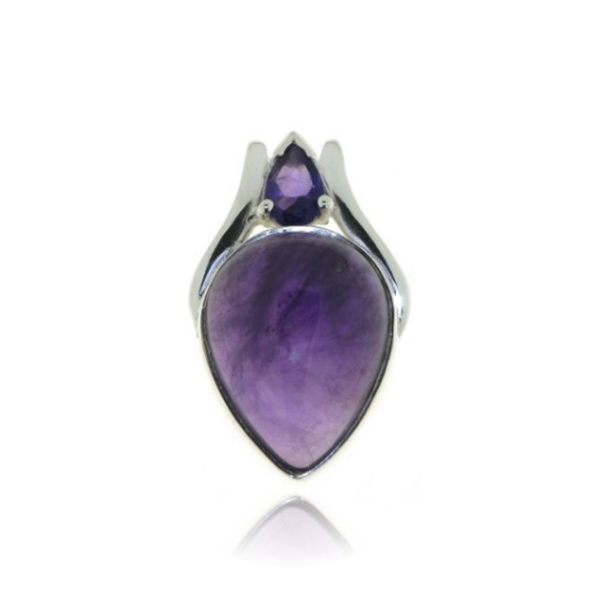 SilverGems Zilveren hanger met druppelvormige Amethist edelsteen