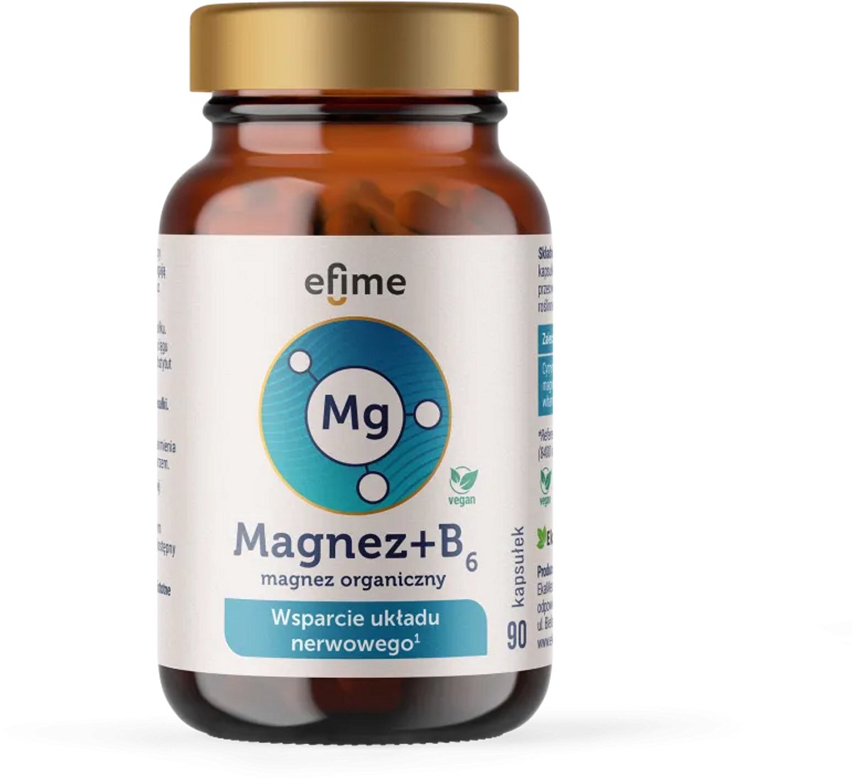 Organisch magnesium + B6 - 90 capsules. 270mg. Zenuwstelsel. Spieren. Hart. Metabolisme. Made in EU.