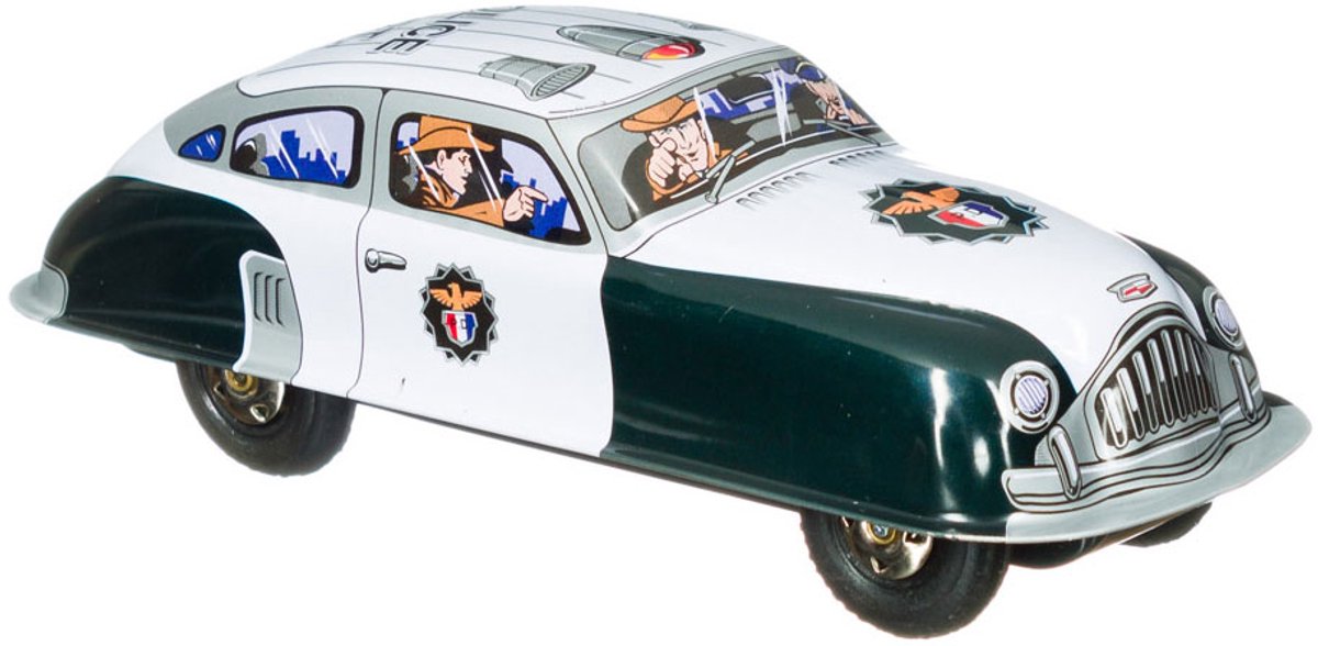 St. John Blikken Auto - Police Car - 19cm – Handgemaakt - Collectors item - Luxe cadeauverpakking
