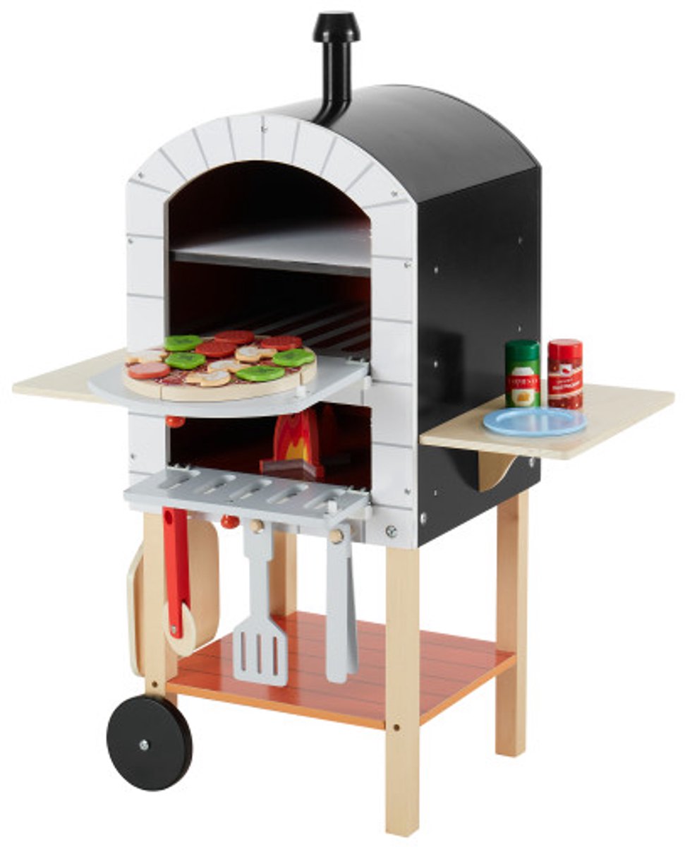 Teamson Kids Houten Pizzaoven Met Accessoires - Rollenspel Speelgoed - Grijs