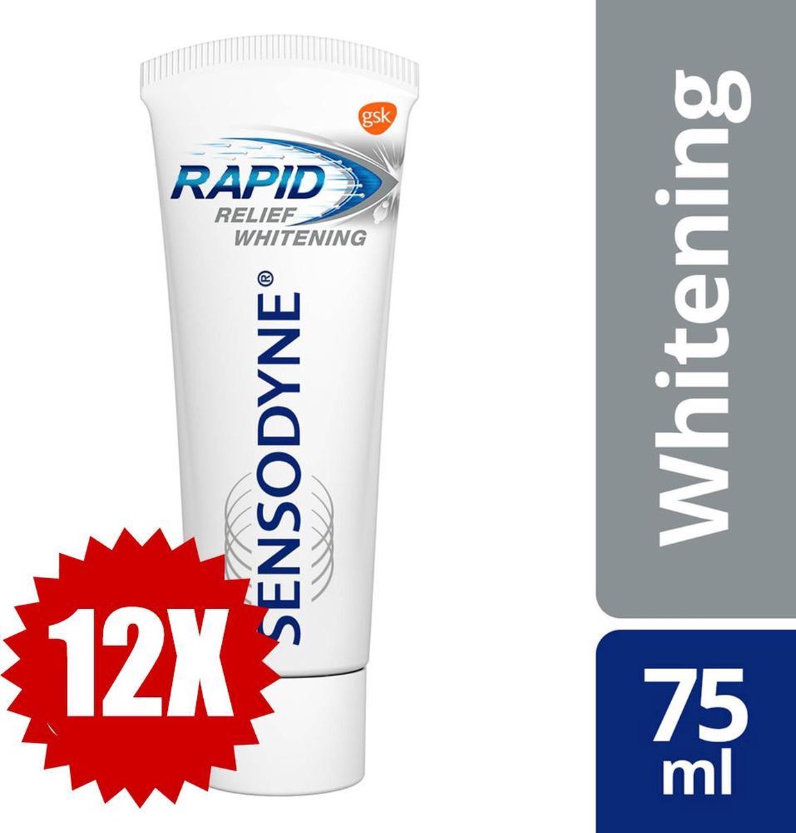 Sensodyne Rapid Relief Whitening Tandpasta 75ml - 12 Pack Voordeel