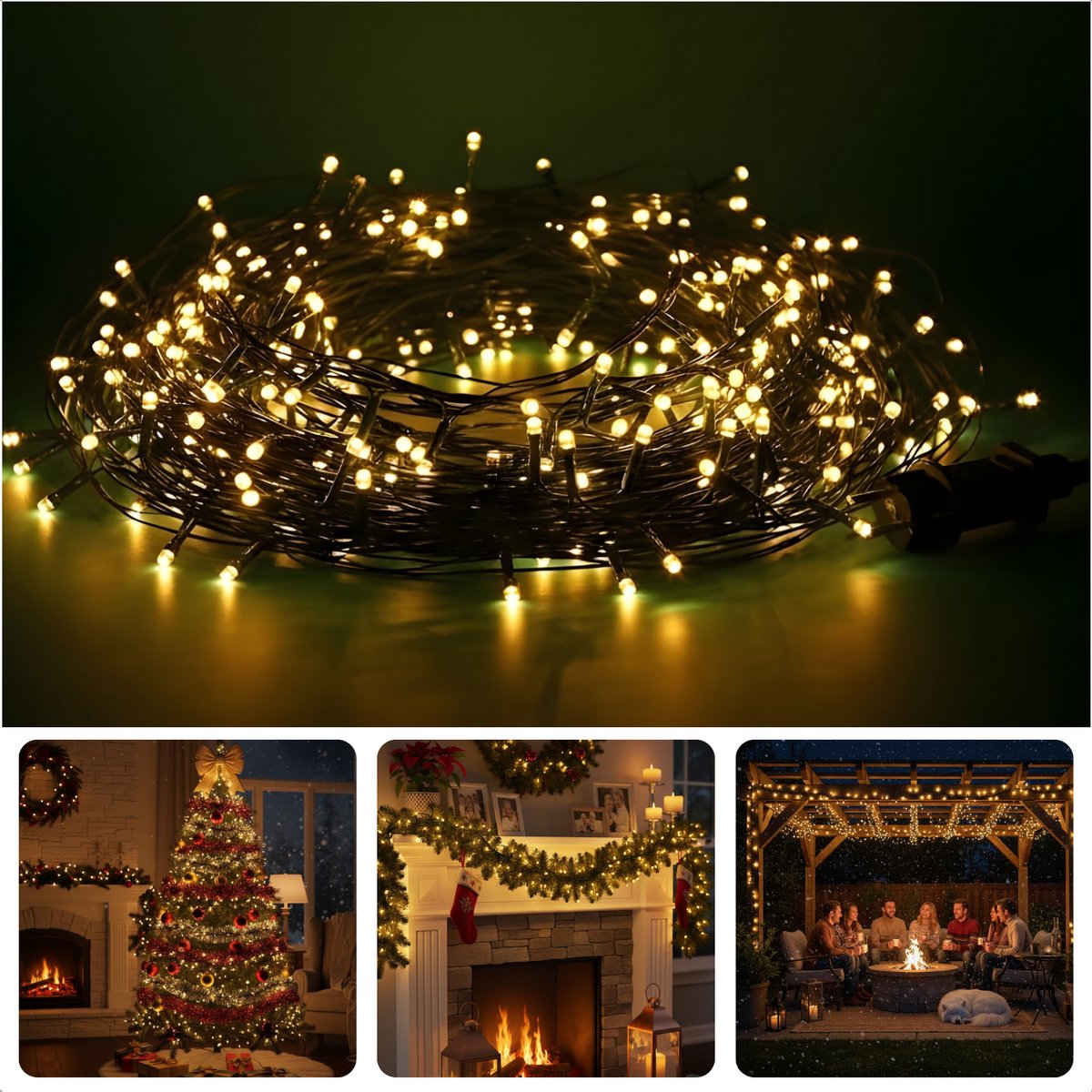 Cheqo Clusterverlichting Warm Wit - 576 LED Lampjes - Lichtfuncties Met Geheugen - Energiezuinige LED's - Binnen En Buiten Gebruik - IP44 Beschermwaarde - Kerstboomverlichting - Kerstverlichting - Kerstlampjes