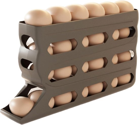 Rangement des œufs pour koelkast - Distributeur d'œufs automatique à 4 niveaux avec roulements à billes, capacité 30, antidérapant, facile à nettoyer, économe en espace, pour pique-nique, ferme