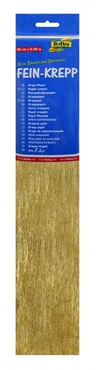 5 Stuks Crepepapier - Folia - Goud - 50x250cm - Krimp à 10 Vouw - Knutselpapier