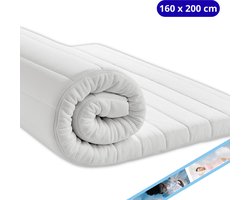Maan matras® - Topper 160x200 - Topmatras - Topdekmatras - 8cm dik - HR Koudschuim - Afritsbaar en wasbaar - Medium Hardheid - Matrastopper - Topper Hotel XL