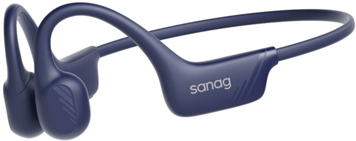Sanag Open-Ear Sport headphone - IPX7 Waterdicht - Air Conduction 2.0 - 9u Batterij - Bluetooth 5.3 - Magnetisch Opladen - Titanium Frame - Blauw