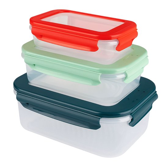 Ernesto® Vershouddozen Set 3-delig – Bewaarbakjes met Deksel – Magnetron & Vaatwasserbestendig – Geschikt voor Diepvries – 0,7L / 1,5L / 3L – Rechthoekig - Luchtdicht & BPA-vrij
