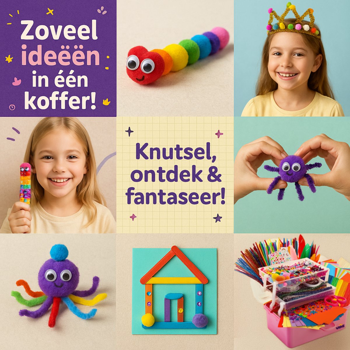 Vaive Knutselkoffer 1432-delig – Knutselen Meisjes - Kralen, Veren, Pompons & Wiebeloogjes - Knutselset - Knutselspullen - Knutselpakketten — afbeelding 5