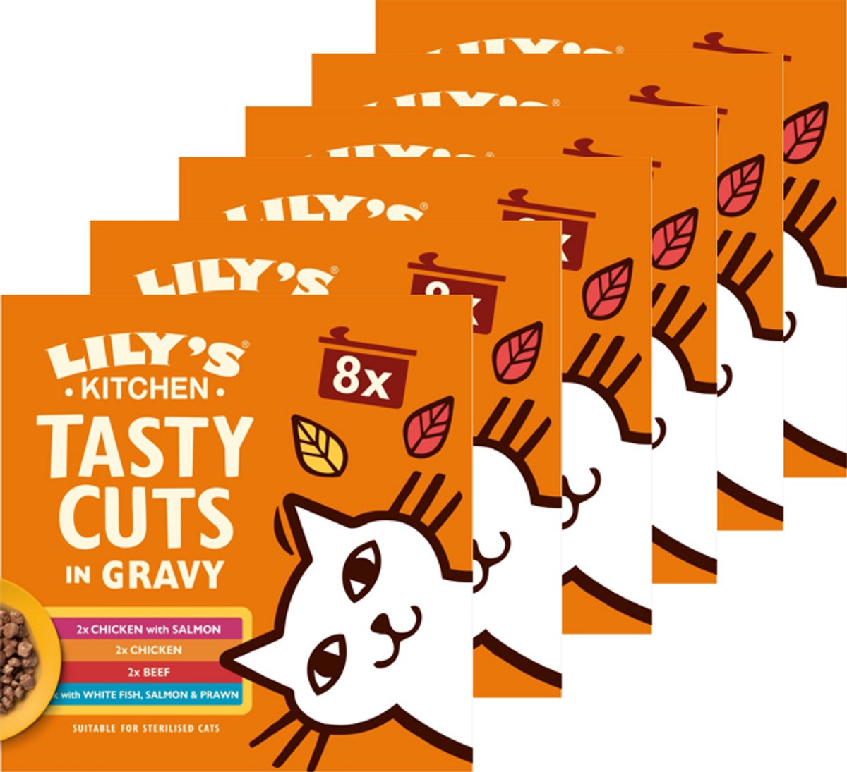 Lily's Kitchen Lily's Kitchen - Kattenvoer - Natvoer - Tasty Cuts in Saus Kip Rund Zeevis & Zalm - 6 x 8x85g