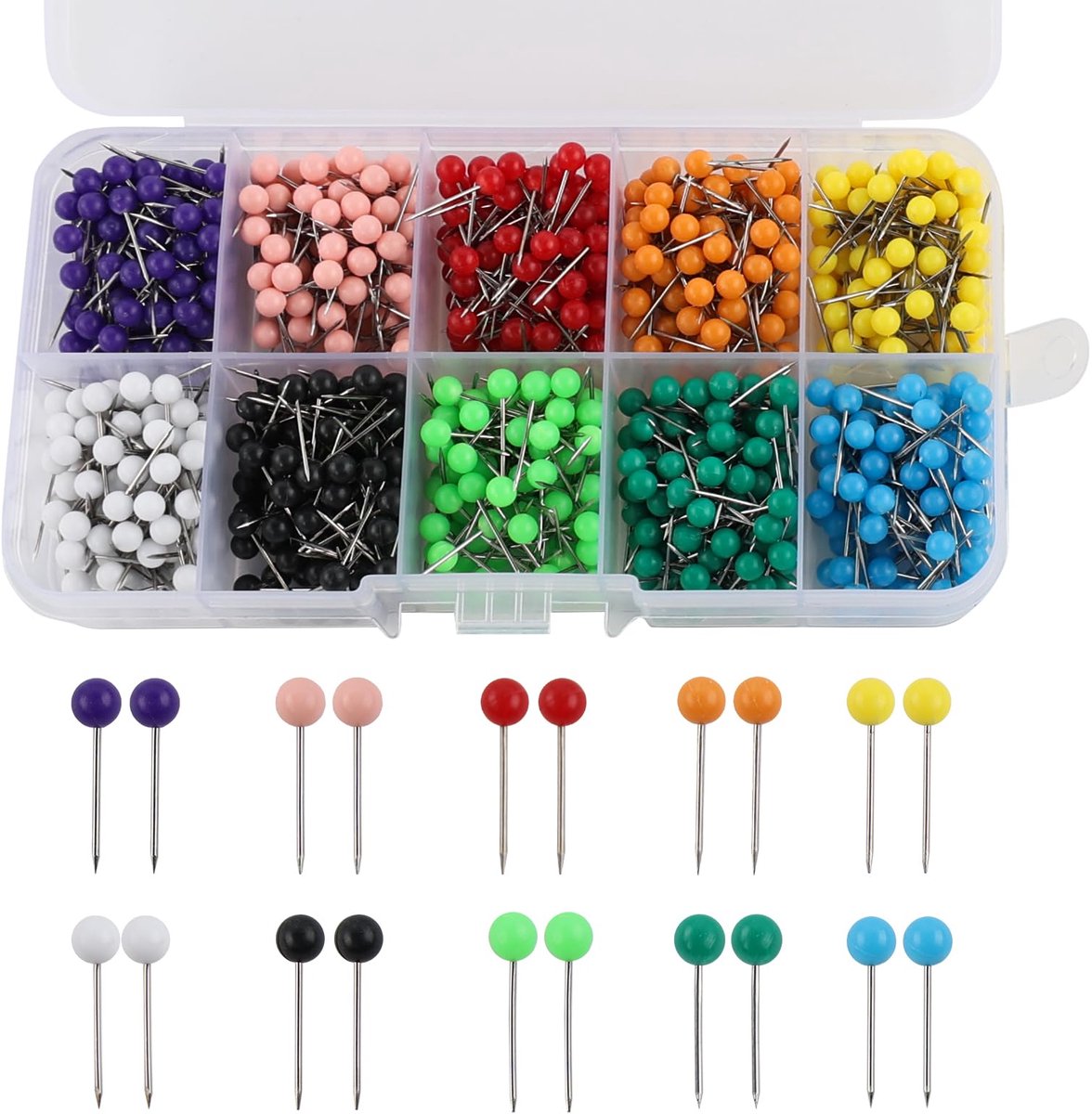 IMPERATORIS® Prikspelden - Ronde Kop-Spelden - Kaart Pushpins - Nagelspelden - Gekleurde Kop Punaises - Voor Doe-het-zelf Wandkaarten - Bulletin Board - Creatieve en Kleurrijke Prikspelden voor Hangtacks - 1000 Stuks