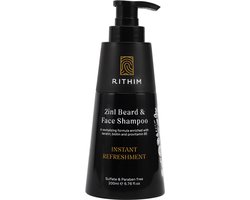 Rithim® 2in1 Baard shampoo 200ml - met Biotine, Keratine en Provitamine B5 - Parabenen & SLS-vrij - Baardverzorging - baardshampoo – gezichtsreiniger