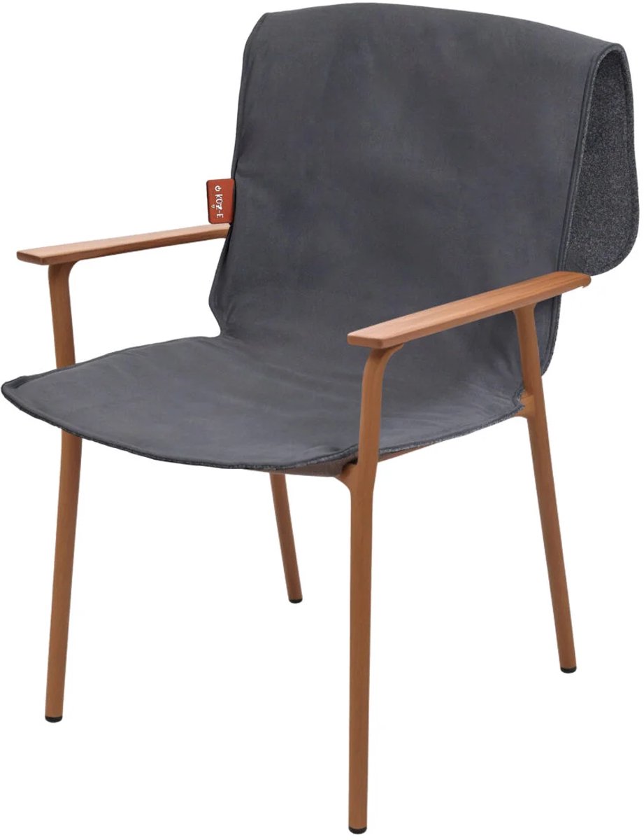 KOZ-E Draadloze Infrarood Warmtedeken met Accu – Verwarmd Stoelkleed – 46,5 x 139 cm – Luxe Veloursstof – Zwart
