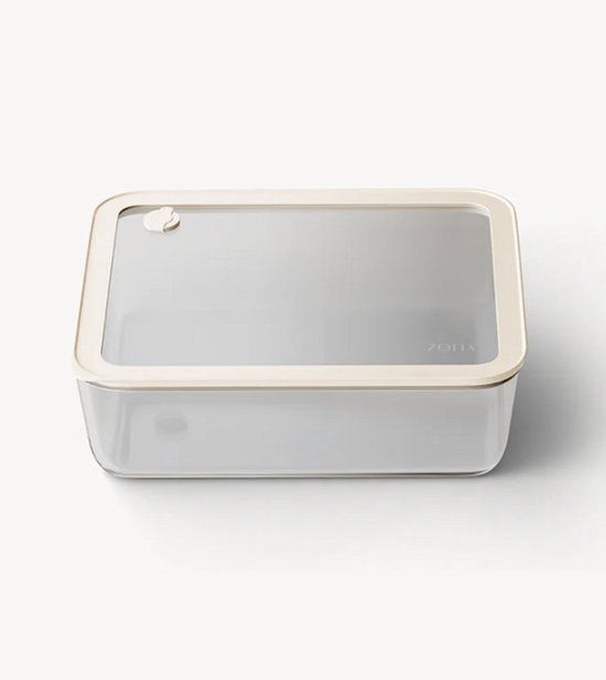 Zoha Boîte de Conservation Rectangulaire 2650 ml – Glas – Hermétique – Sans BPA – Beige-Transparent