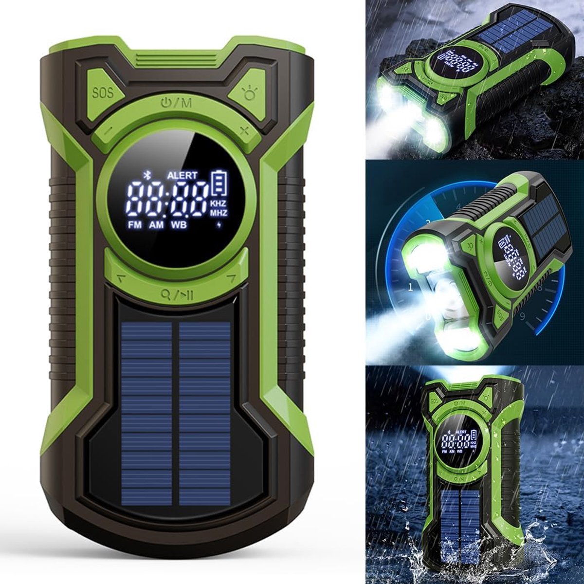 Noodradio Solar Opwindbaar - Opwindbare Noodradio - 5000mAh Powerbank Zonneenergie - Noodradio Opwindbaar En Batterij - Bluetooth 5.3 - Telefoon Oplader - LED Zaklamp - Kleine Draagbare Radio - Noodpakket - Camping - Wandelen - Buitenactiviteiten – foto 2