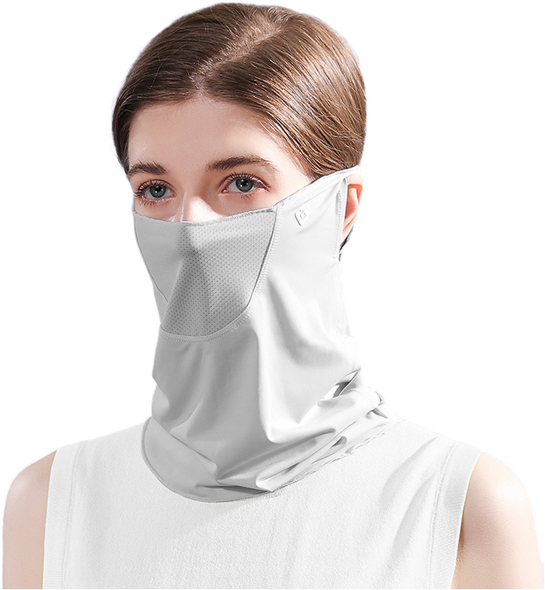 Gigicial Ice Silk Zonnebrand Gezichtsmasker UPF 50+ Lichtgewicht en ademend geschikt voor buitenactiviteiten 1 stuk Alleen voor volwassenen Grijs