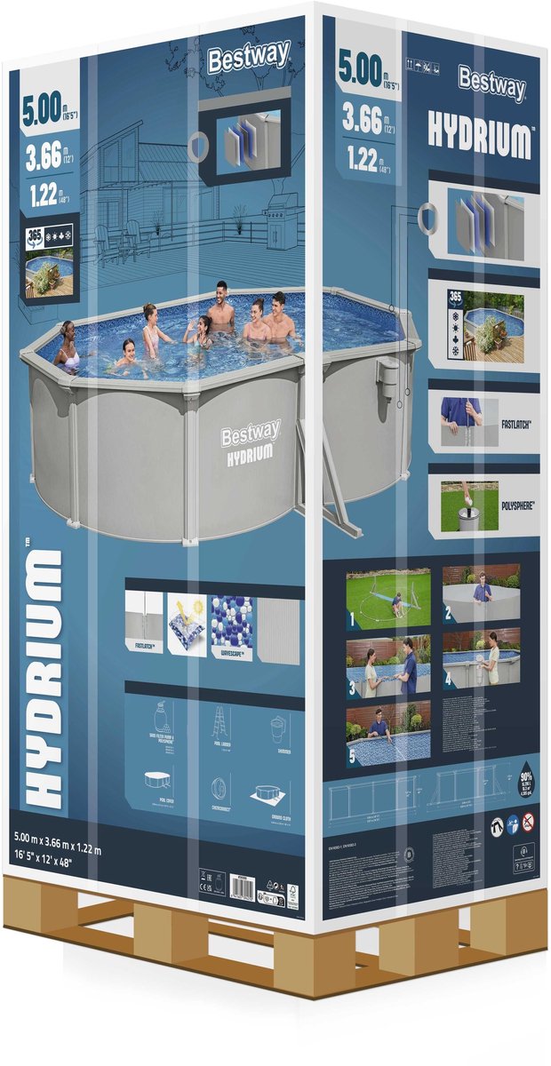 Bestway Hydrium pool set with steel wall - Oval - 500 x 366 x 122 cm