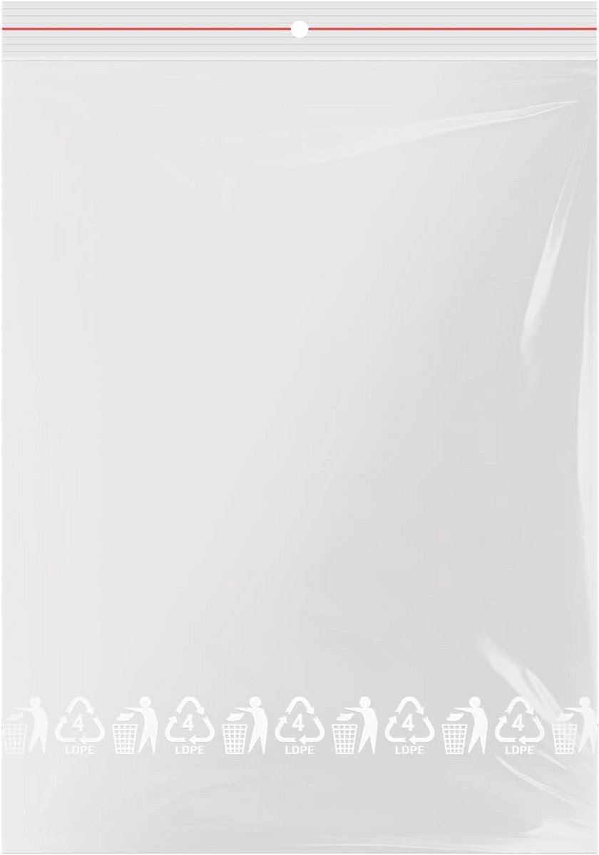 100 Zip-Zakken met Druksluiting - Verschillende Maten 300 x 400 mm