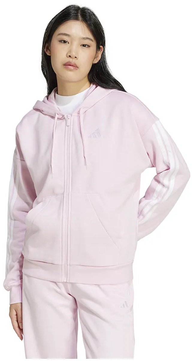 Adidas Essentials 3 Stripes Fleece Sweatshirt Met Rits XS Regular Vrouw Roze