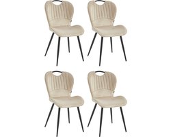 Colenis® - Alico Eetkamerstoel - Set Van 4 - Beige - Velvet - Design