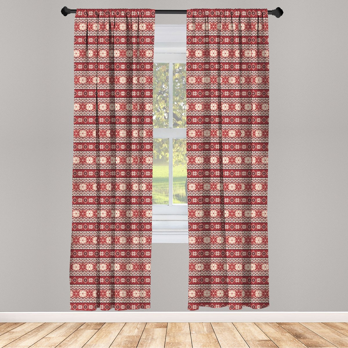 ABAKUHAUS Noordisch Voorhangset – 2x75x175 cm – Microfaser, halfverduisterend, donker Coral Blush