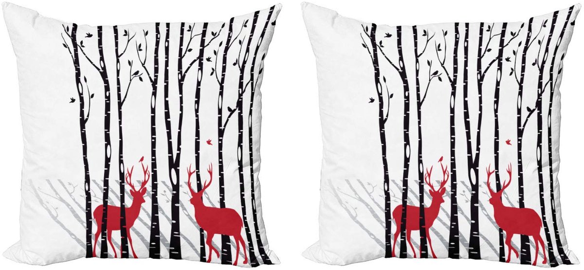 ABAKUHAUS Hirsch Kussenhoes – 50x50 cm – 2-pack – Dubbelzijdig Zwart