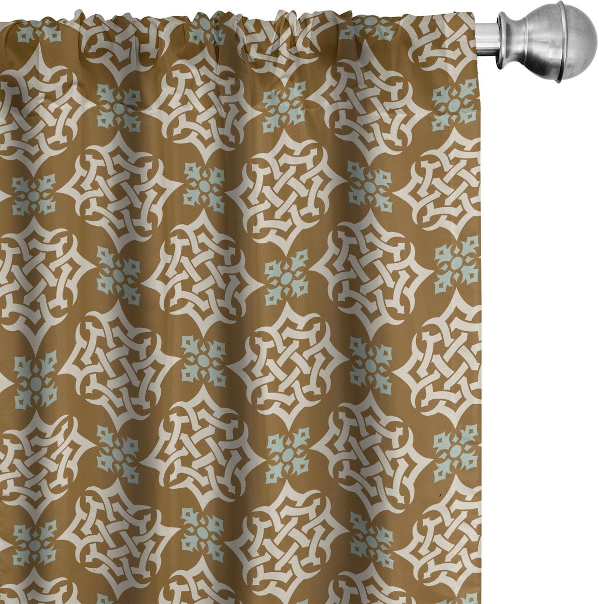 ABAKUHAUS Oriëntaalse Gordijnen – 2-delige set 75x225 cm, microvezel, halfschaduw, geometrisch Hellbruin